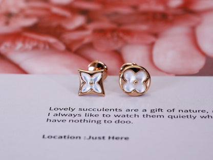 [Shinejoy]STAR AND SUN PINK GOLD MOP STUD EARRINGS
