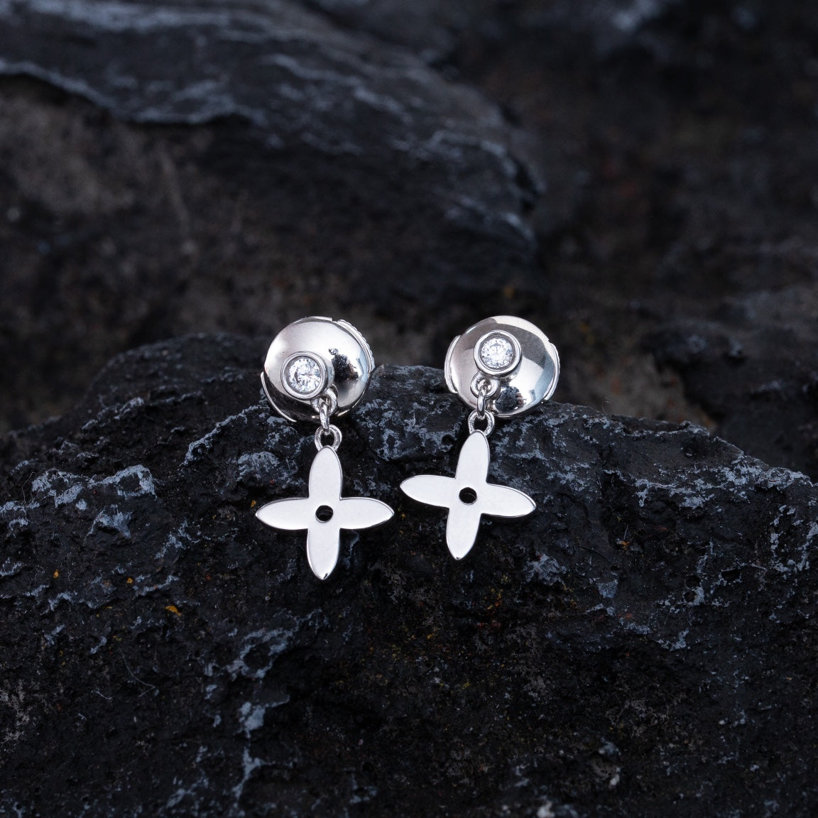 [Shinejoy]VIDYLLE SILVER DIAMOND MINI DROP EARRINGS