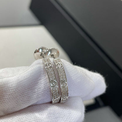 [Shinejoy]LOVE DIAMOND SILVER HOOP EARRINGS