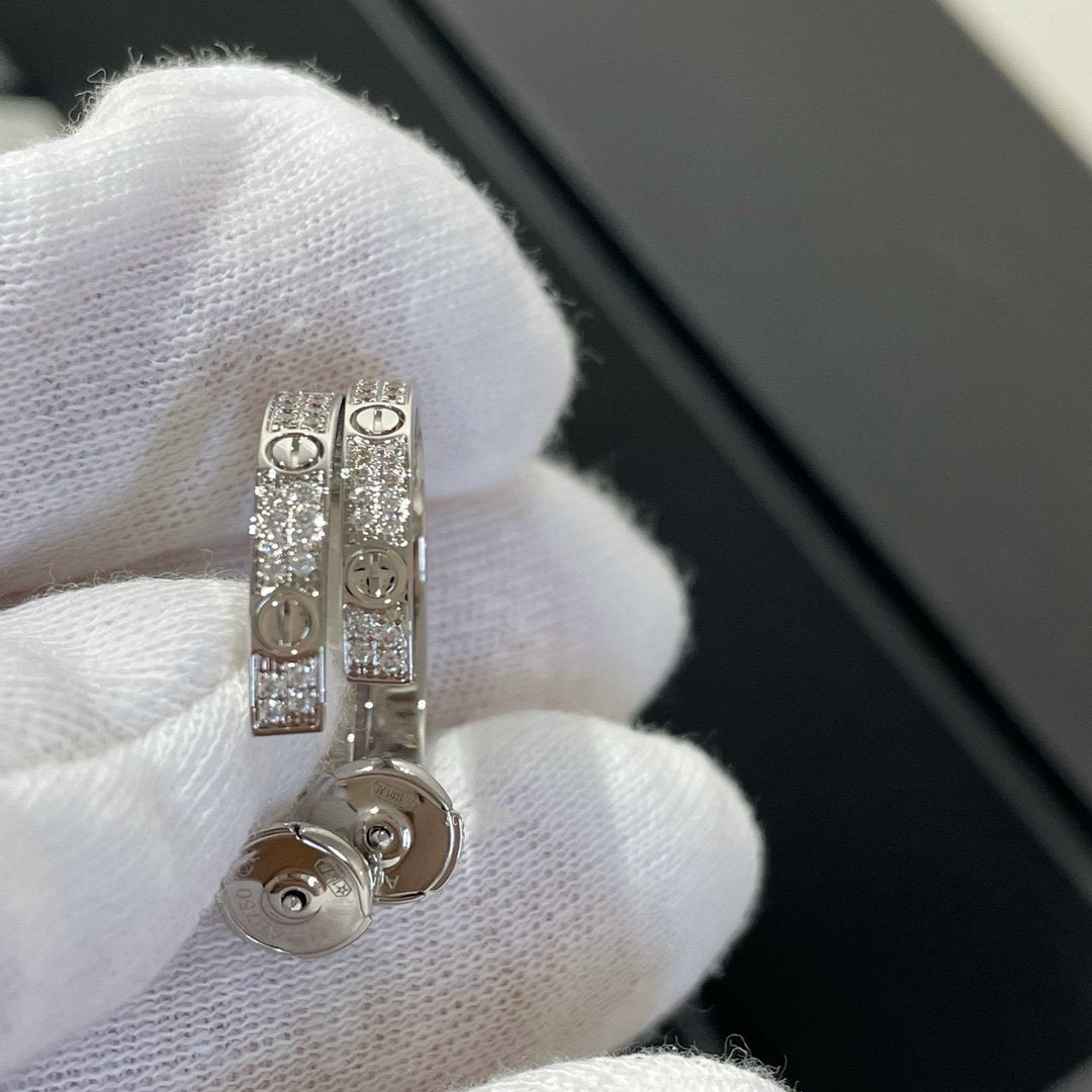 [Shinejoy]LOVE DIAMOND SILVER HOOP EARRINGS