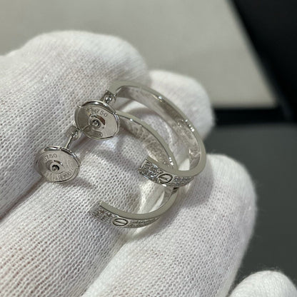 [Shinejoy]LOVE DIAMOND SILVER HOOP EARRINGS