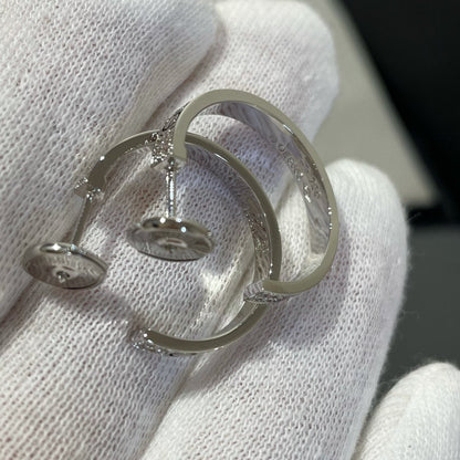 [Shinejoy]LOVE DIAMOND SILVER HOOP EARRINGS