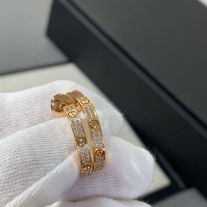 [Shinejoy]LOVE DIAMOND PINK GOLD HOOP EARRINGS