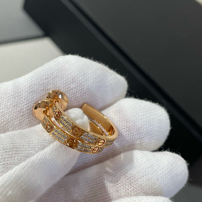 [Shinejoy]LOVE DIAMOND PINK GOLD HOOP EARRINGS