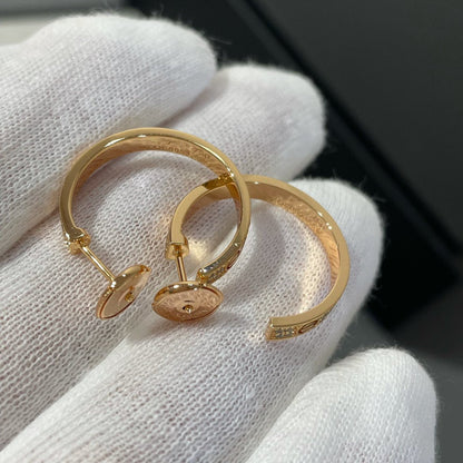 [Shinejoy]LOVE DIAMOND PINK GOLD HOOP EARRINGS
