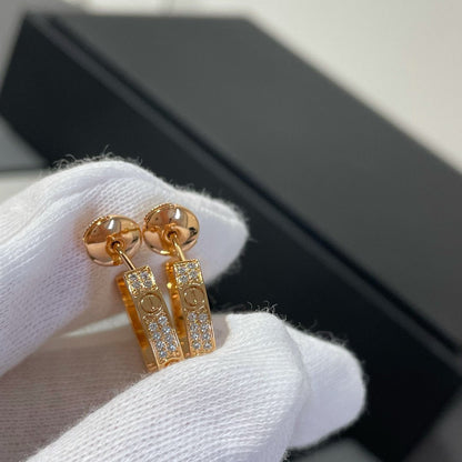 [Shinejoy]LOVE DIAMOND PINK GOLD HOOP EARRINGS