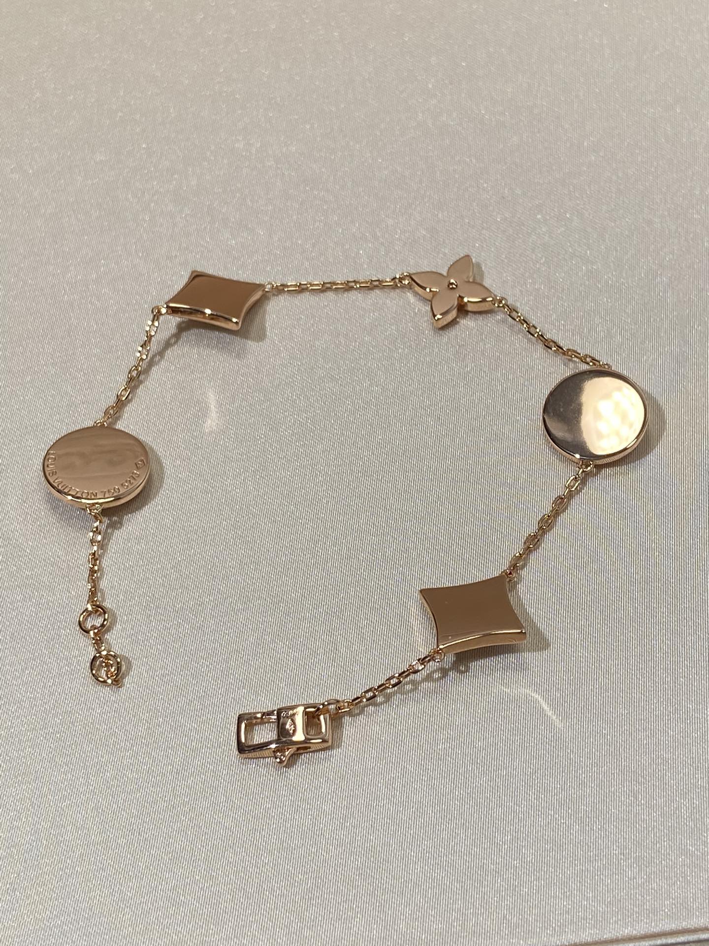 [Shinejoy]STAR AND SUN 5 MOTIF MOP PINK GOLD BRACELET