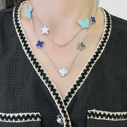 [Shinejoy]LUCKY CLOVER SILVER 11 MOTIF NECKLACE
