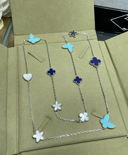 [Shinejoy]LUCKY CLOVER SILVER 11 MOTIF NECKLACE