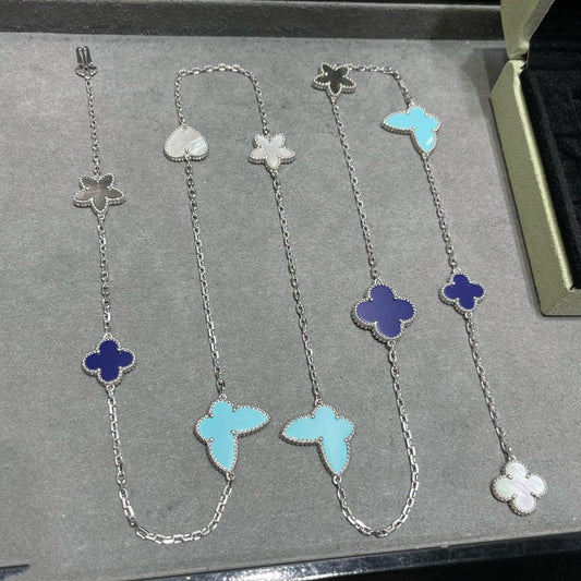 [Shinejoy]LUCKY CLOVER SILVER 11 MOTIF NECKLACE