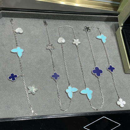 [Shinejoy]LUCKY CLOVER SILVER 11 MOTIF NECKLACE
