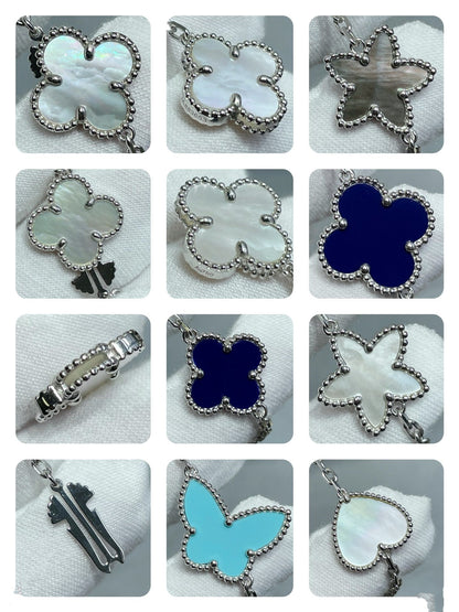 [Shinejoy]LUCKY CLOVER SILVER 11 MOTIF NECKLACE
