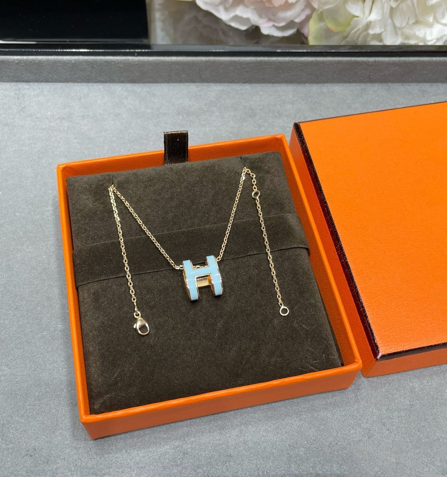 [Shinejoy]POP H SKY BLUE NECKLACE