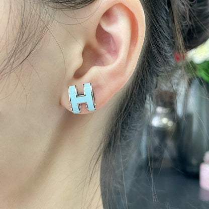 [Shinejoy]POP H SKY BLUE STUD EARRINGS