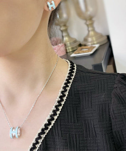 [Shinejoy]POP H SKY BLUE STUD EARRINGS
