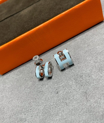 [Shinejoy]POP H SKY BLUE STUD EARRINGS