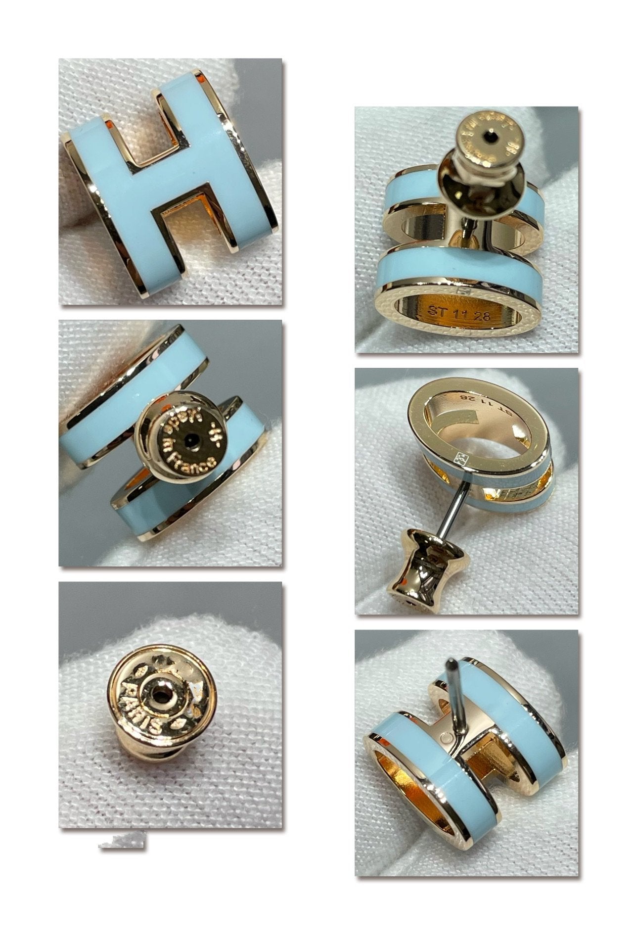 [Shinejoy]POP H SKY BLUE STUD EARRINGS