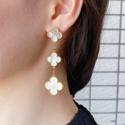 [Shinejoy]CLOVER MOP 3 MOTIFS GOLD EARRINGS