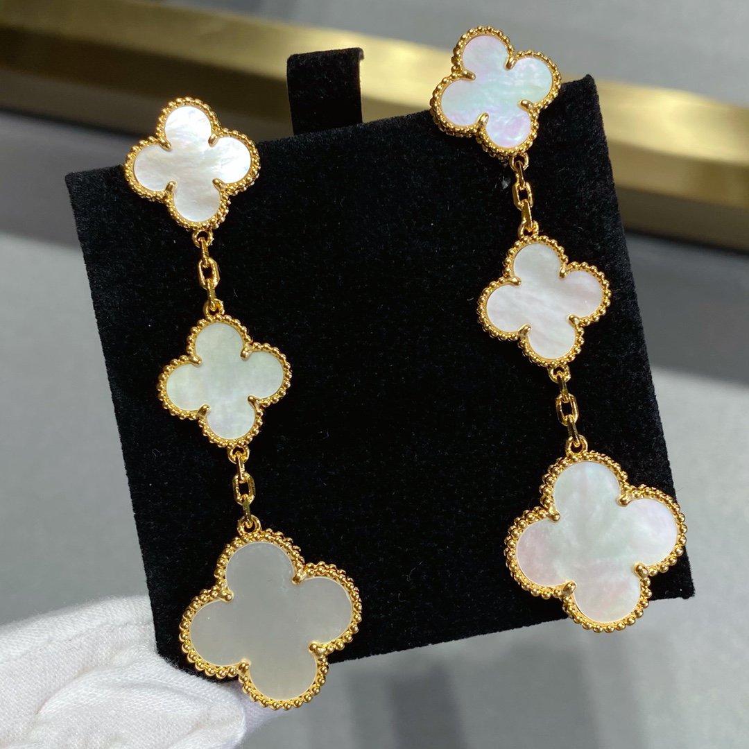 [Shinejoy]CLOVER MOP 3 MOTIFS GOLD EARRINGS
