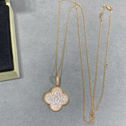 [Shinejoy]CLOVER 25MM LARGE PEDANT DIAMOND PAVED LONG NECKLACE