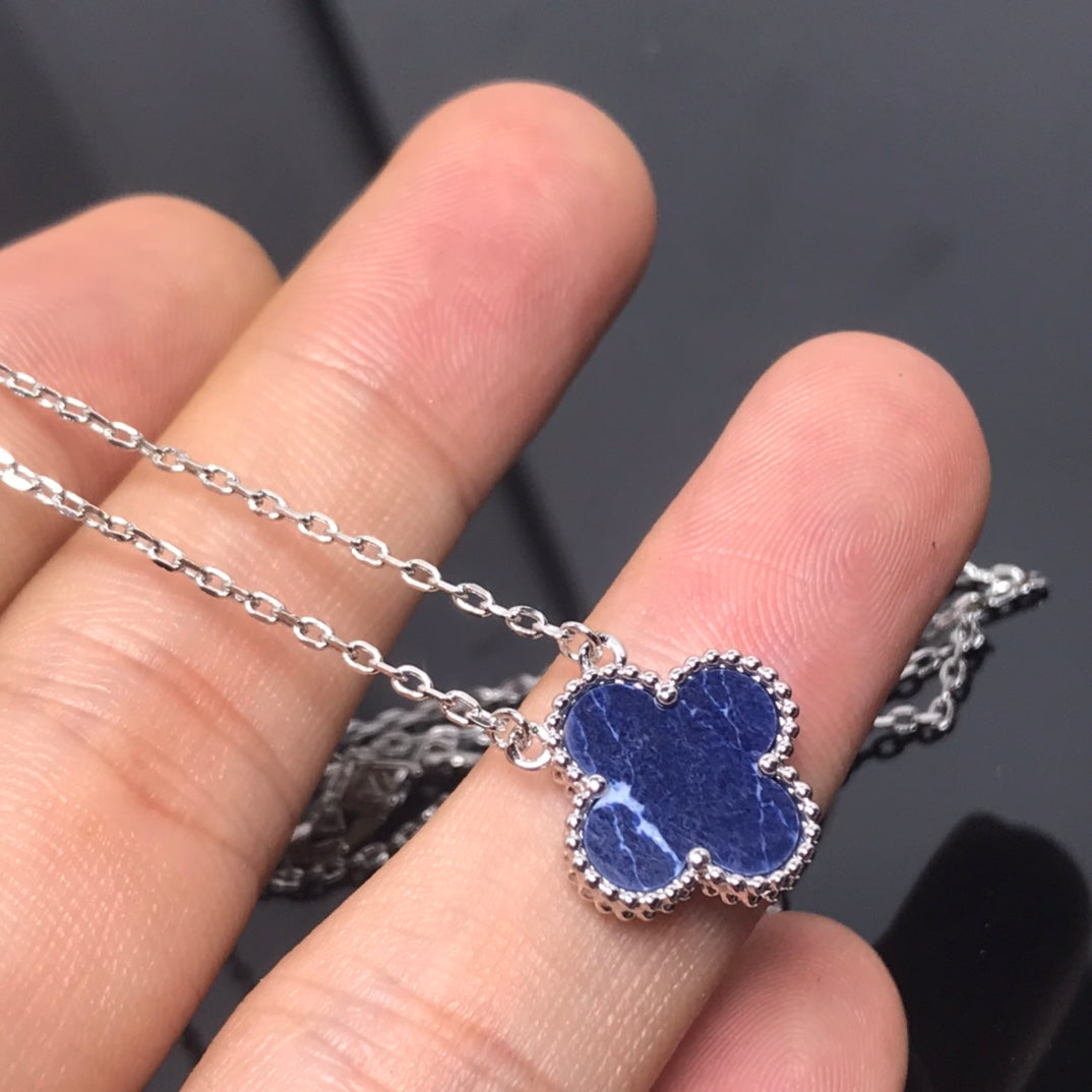 [Shinejoy]CLOVER PIETERSITE SILVER LONG NECKLACE