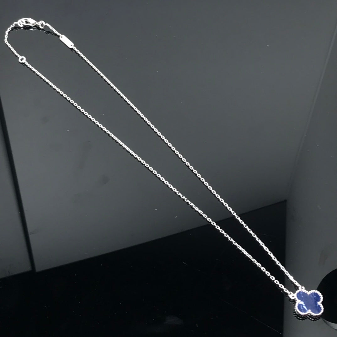 [Shinejoy]CLOVER PIETERSITE SILVER LONG NECKLACE