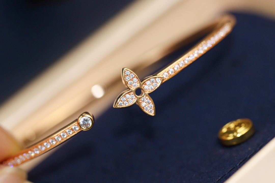 [Shinejoy]IDYLLE PINK GOLD OPEN BRACELET DIAMOND PAVED