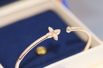 [Shinejoy]IDYLLE PINK GOLD OPEN BRACELET DIAMOND PAVED