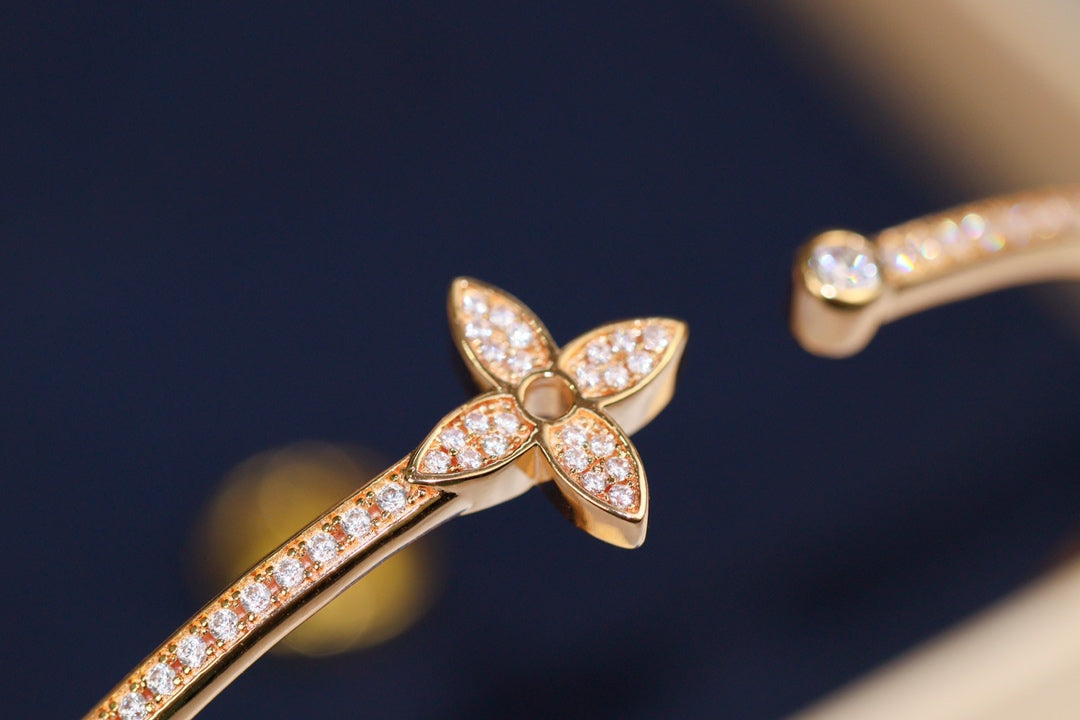 [Shinejoy]IDYLLE PINK GOLD OPEN BRACELET DIAMOND PAVED