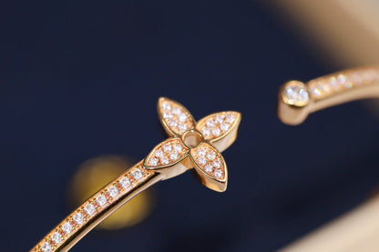 [Shinejoy]IDYLLE PINK GOLD OPEN BRACELET DIAMOND PAVED