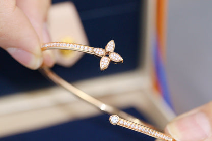 [Shinejoy]IDYLLE PINK GOLD OPEN BRACELET DIAMOND PAVED