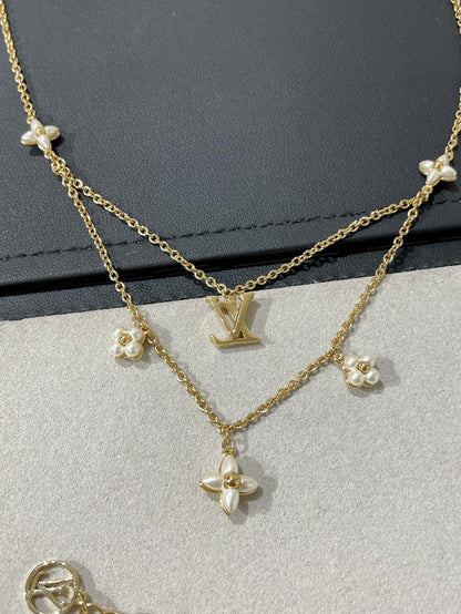 [Shinejoy]FLOWERGRAM GOLD MOP DOUBLE ROW NECKLACE