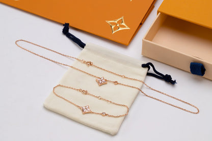 [Shinejoy]STAR PINK MOP 1 DIAMOND PINK GOLD NECKLACE