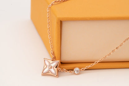 [Shinejoy]STAR PINK MOP 1 DIAMOND PINK GOLD NECKLACE