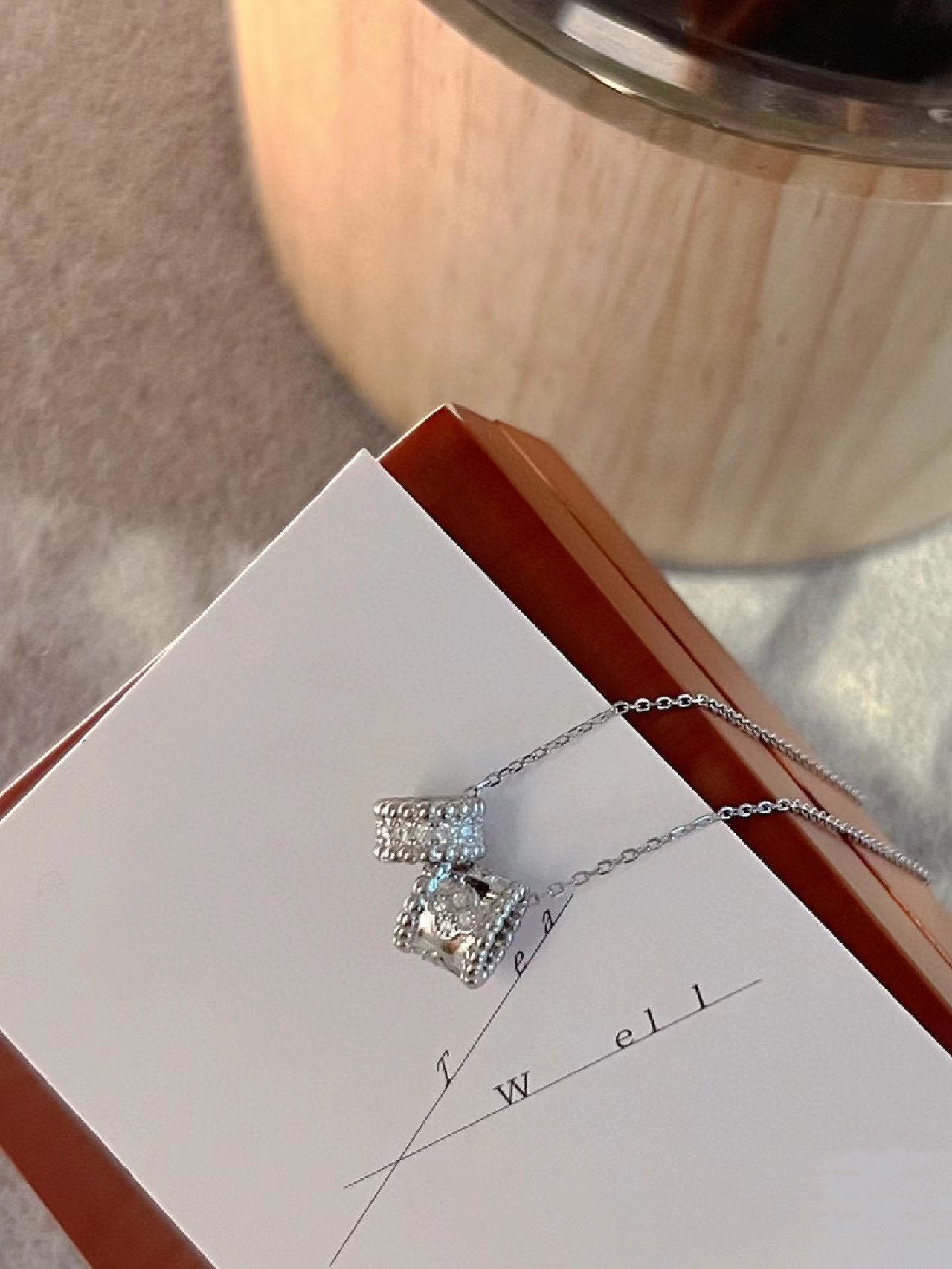 [Shinejoy]PERLEE DOUBLE PENDANT SILVER DIAMOND NECKLACE