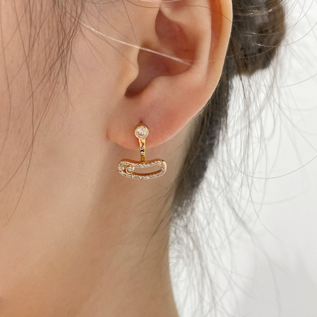 [Shinejoy]MOVE UNO PINK GOLD DIAMOND EARRINGS