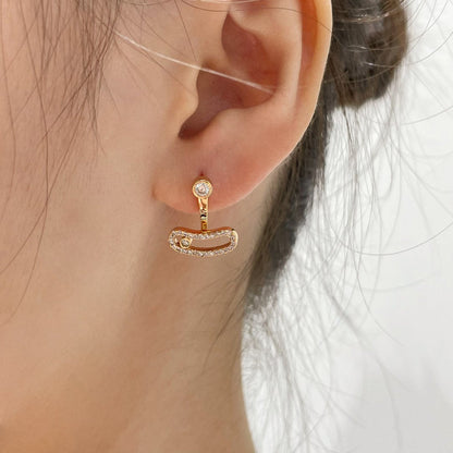 [Shinejoy]MOVE UNO PINK GOLD DIAMOND EARRINGS