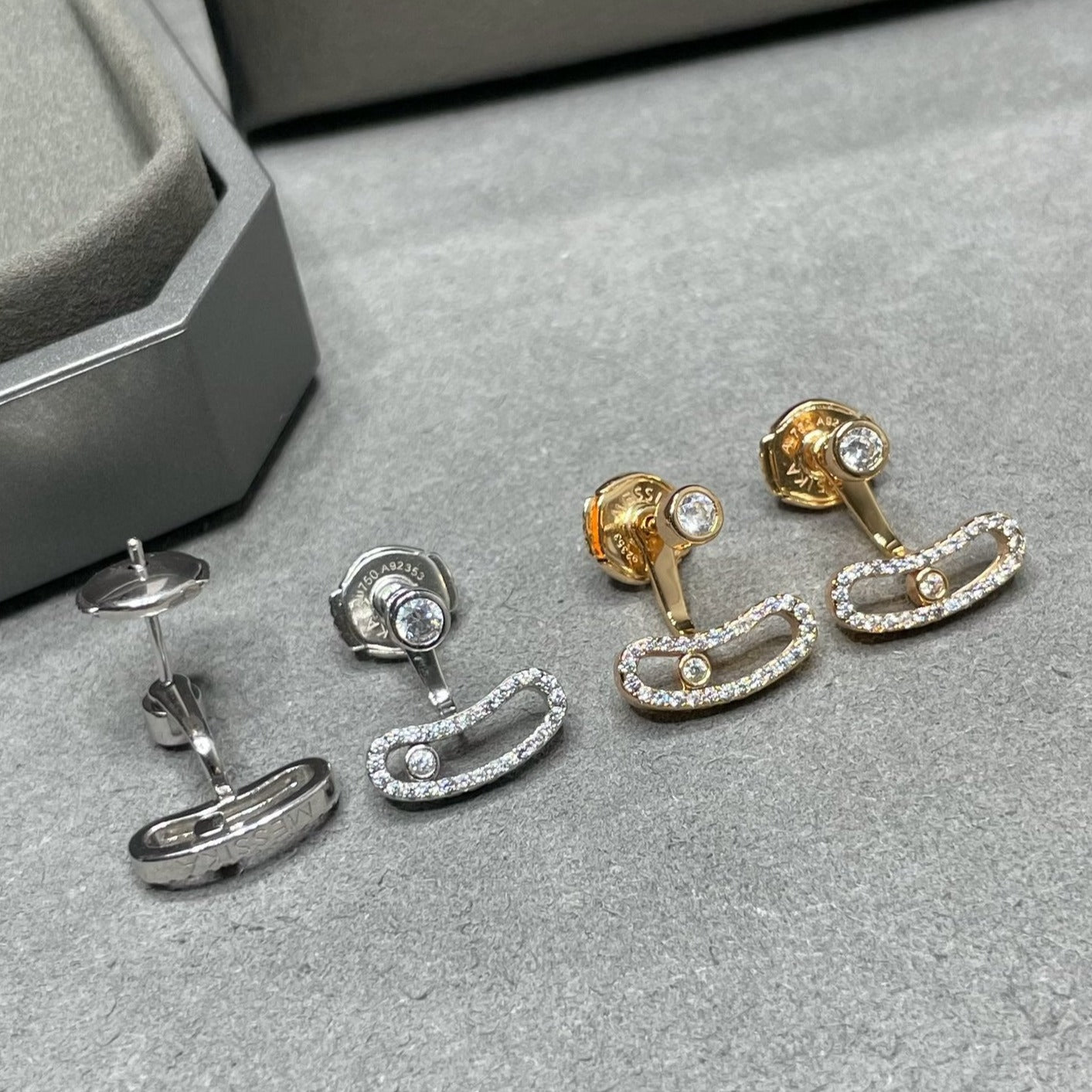 [Shinejoy]MOVE UNO PINK GOLD DIAMOND EARRINGS