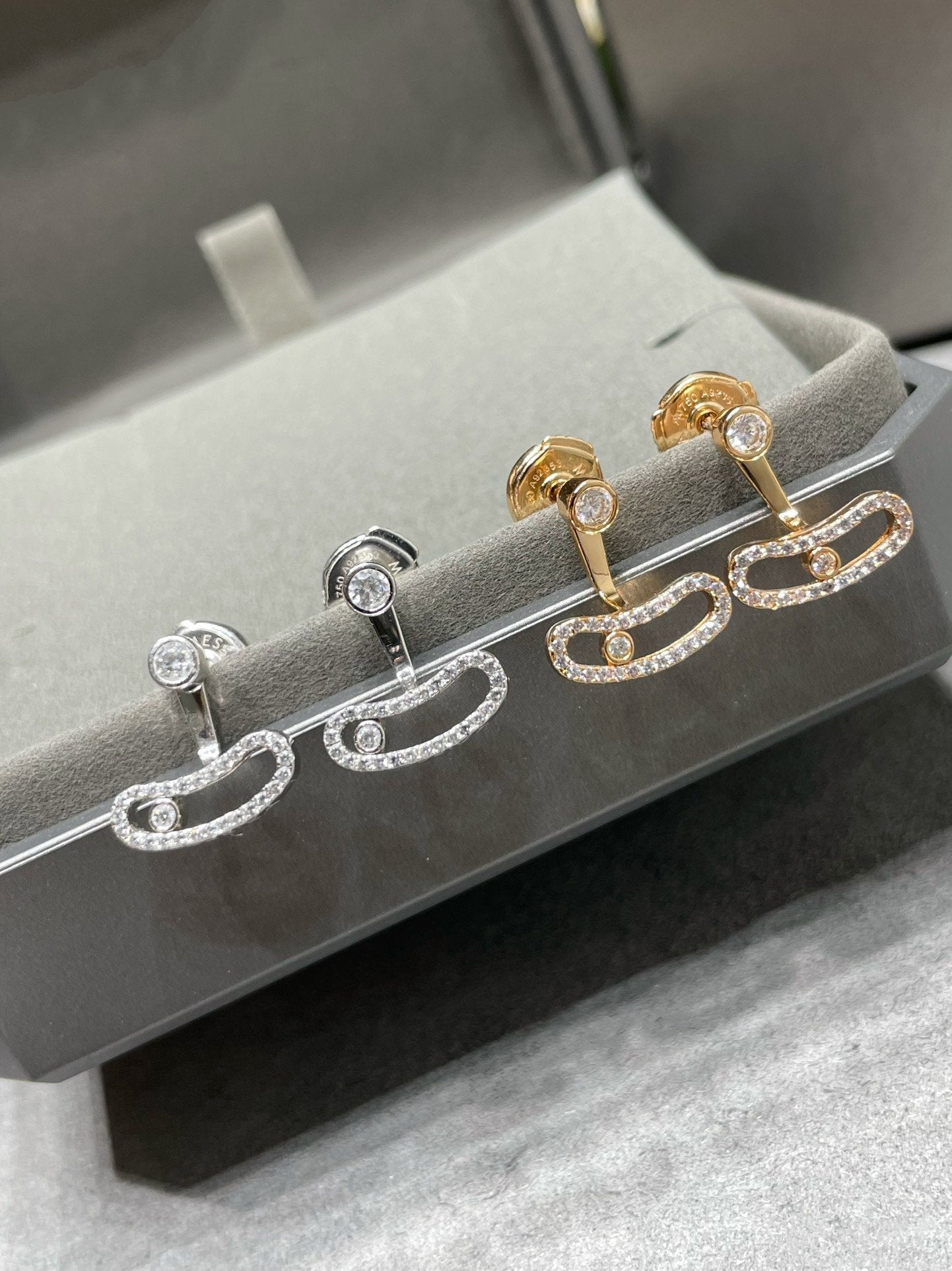 [Shinejoy]MOVE UNO PINK GOLD DIAMOND EARRINGS