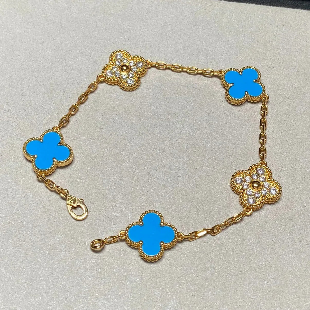 [Shinejoy] CLOVER 5 MOTIF BLUE AGATE BRACELET COLLECTION