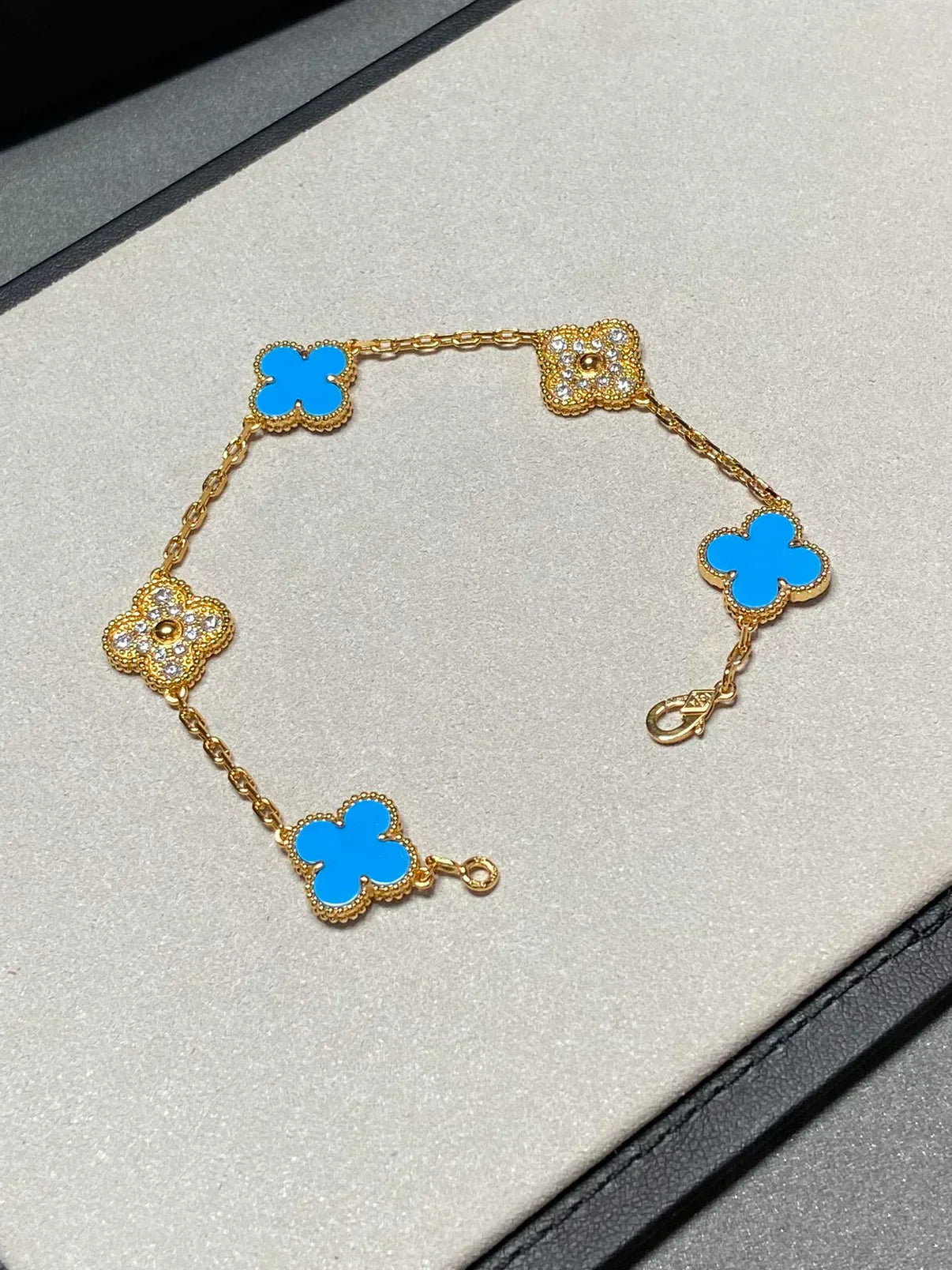 [Shinejoy] CLOVER 5 MOTIF BLUE AGATE BRACELET COLLECTION