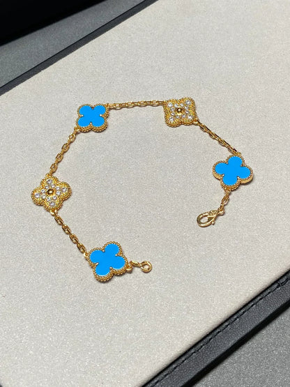 [Shinejoy] CLOVER 5 MOTIF BLUE AGATE BRACELET COLLECTION