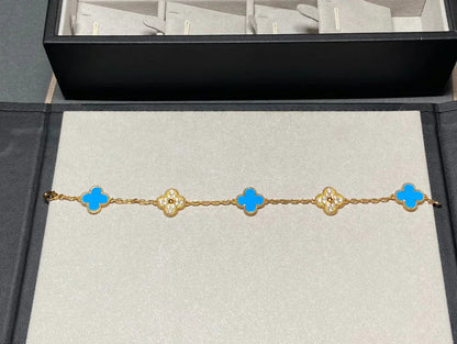 [Shinejoy] CLOVER 5 MOTIF BLUE AGATE BRACELET COLLECTION