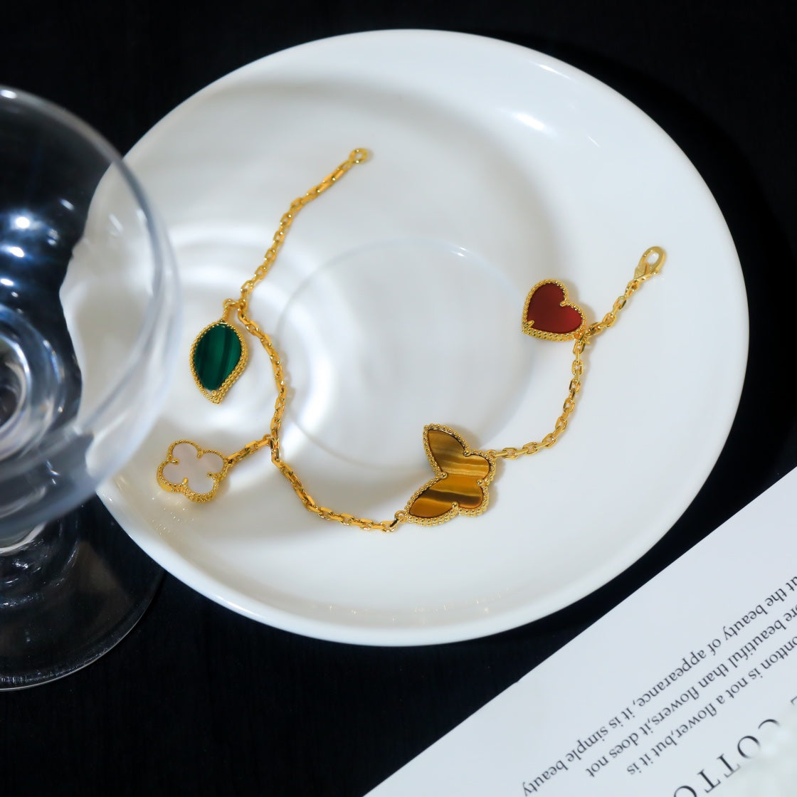 [Shinejoy]LUCKY SPRING 5 MOTIF GOLD BRACELET