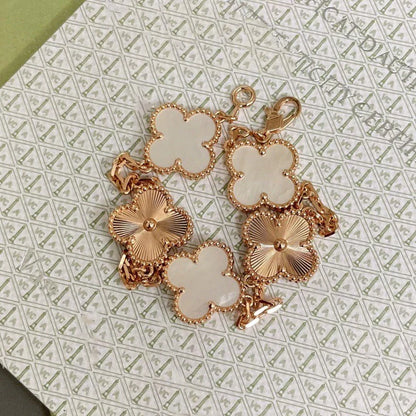 [Shinejoy]CLOVER WHITE PEARL MOP 5 MOTIF BRACELET COLLECTION