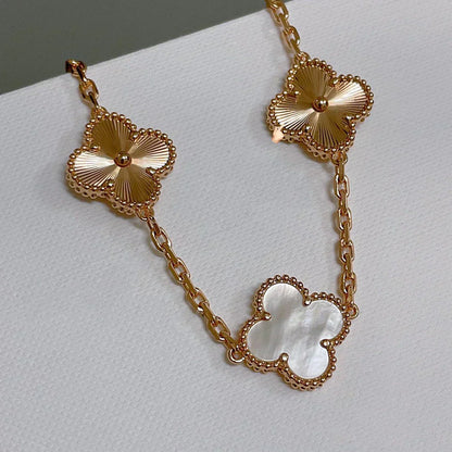 [Shinejoy]CLOVER WHITE PEARL MOP 5 MOTIF BRACELET COLLECTION