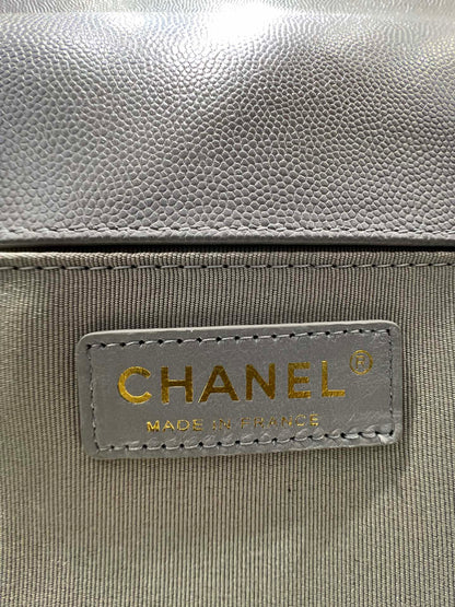BOY BAG MEDIUM 25 GRIS CAVIAR MÉTAL DORÉ