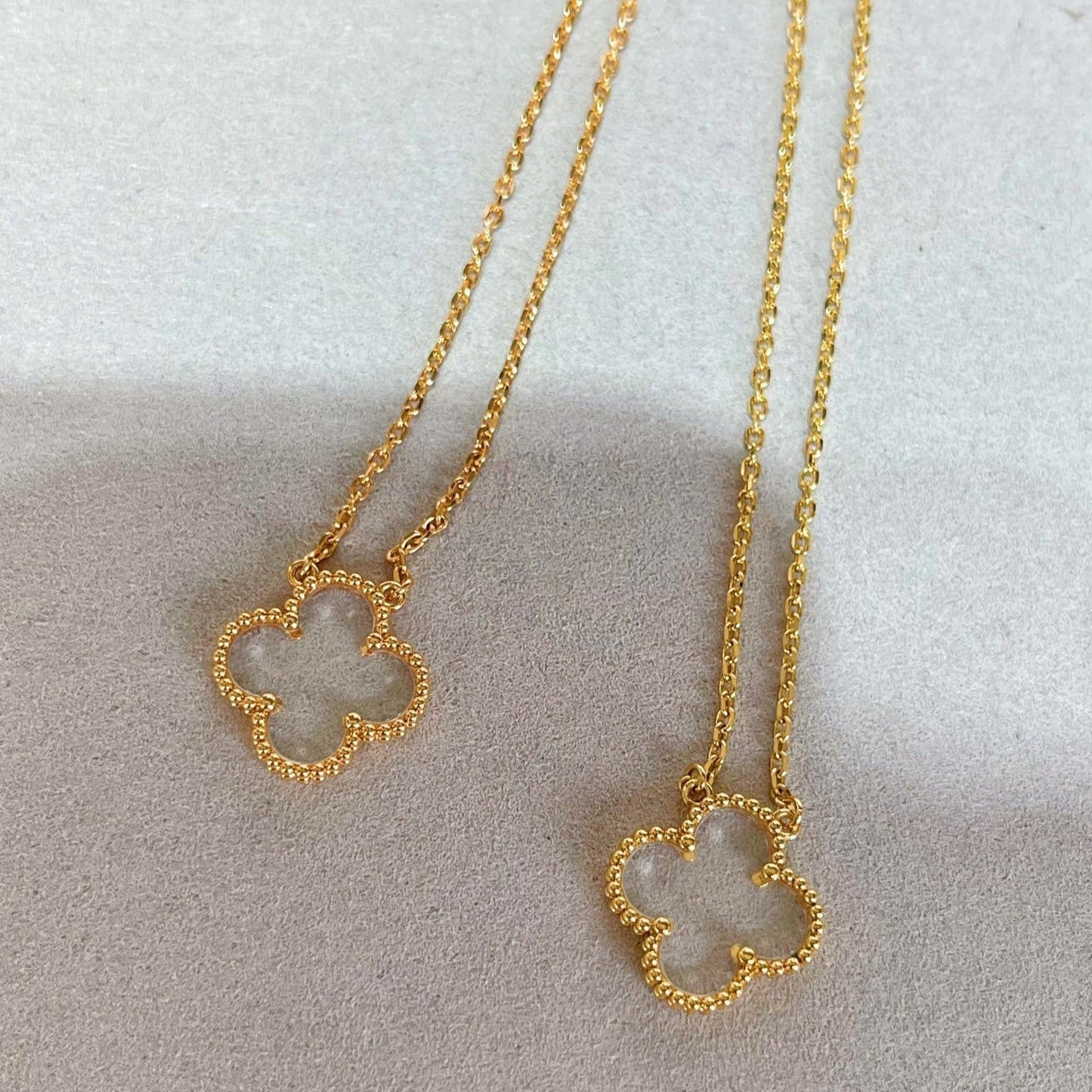 [Shinejoy]CLOVER ROCK CRYSTAL Shinejoy GOLD NECKLACE