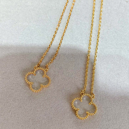 [Shinejoy]CLOVER ROCK CRYSTAL Shinejoy GOLD NECKLACE