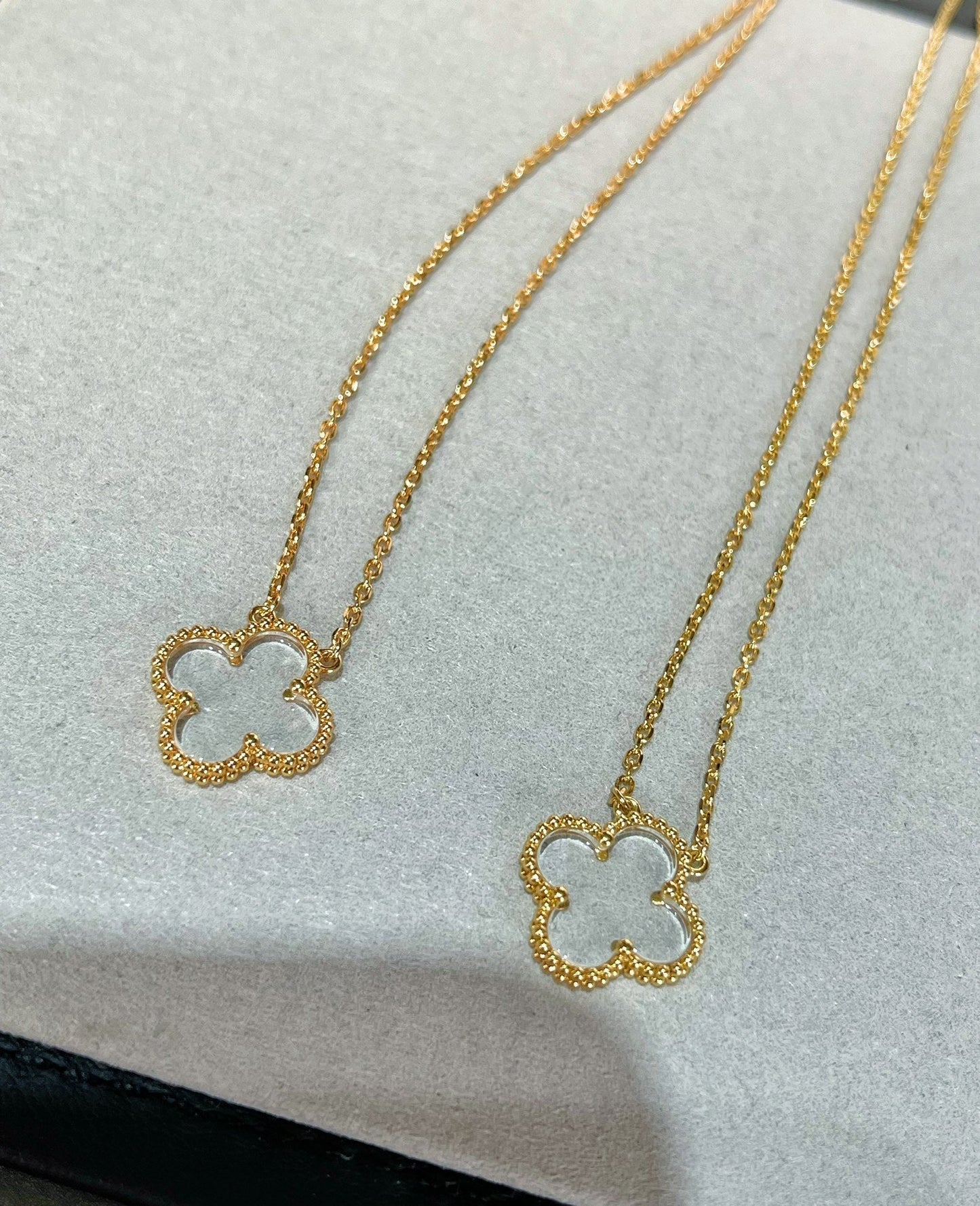 [Shinejoy]CLOVER ROCK CRYSTAL Shinejoy GOLD NECKLACE